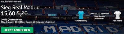 200% gesteigerte Quote von Tipico auf Sieg Real Madrid!