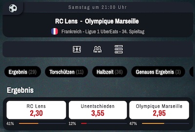 10€ Live-Freebet beim Winamax Topspiel zwischen Lens und Marseille sichern