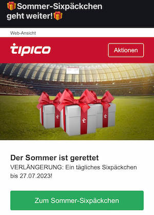 Sommersixpäckchen bei Tipico verlängert