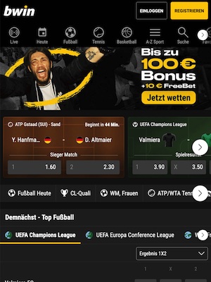 Startbildschirm bei Bwin