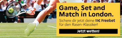 11€ Freiwette ohne Einzahlung von Interwetten für deine Wimbledon Wetten