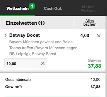 Betway Superboost zum Supercup - Bayern gewinnt und beide treffen zu Quote 4.0