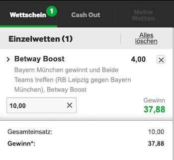 Betway Superboost zu Leipzig vs. Bayern am 6. Spieltag