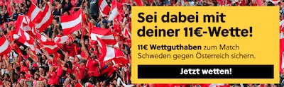 11€ gratis von Interwetten zu Schweden - Österreich