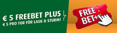5€ Freiwette + 5€ für jedes Tor von Sturm und LASK bei tipp3