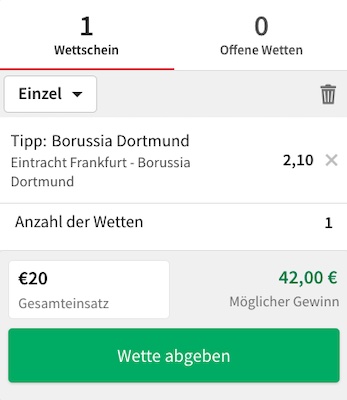 Frankfurt Dortmund Wett Tipp bei Tipico