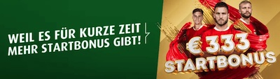 Für eine kurze Zeit 333€ Bonus bei tipp3