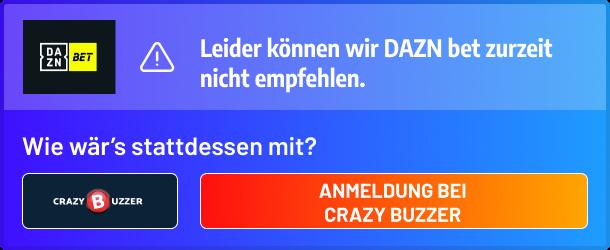 wett-bonus.com empfiehlt statt dem DAZN bet Bonus den Crazy Buzzer Bonus