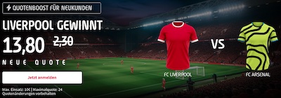 500% Quotenboost von Tipico auf Sieg Liverpool vs. Arsenal