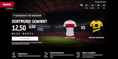 400% Boost von tipico zu Stuttgart vs. Dortmund