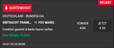 Wette mit erhöhten Intertops Quoten auf Eintracht Frankfurt vs. Mainz 05