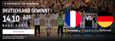 500% Boost von Tipico zur Handball EM - Frankreich vs. Deutschland