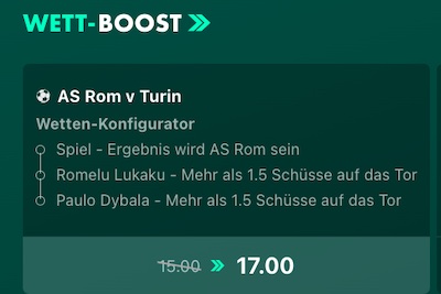 Beispiel Bet365 Wettkonfigurator Boost