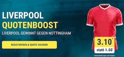 Quote 3.10 auf Sieg Liverppol vs. Nottingham - nur bei sportwetten.de