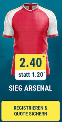 Quote 2.40 auf Arsenal vs. Porto - nur bei sportwetten.de