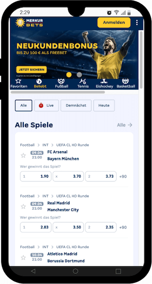 Das Wettprogramm von Merkur Bets
