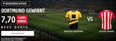 Tipico Quotenboost sorgt für erhöhte BVB Atletico Quoten!