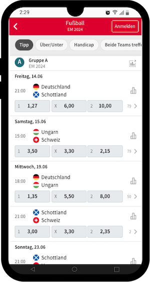 Tipico Wettprogramm zur EM 2024