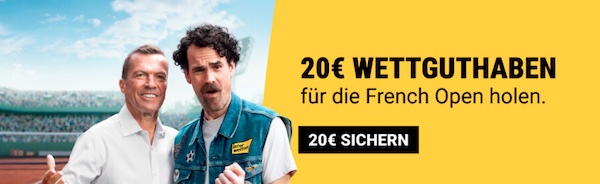 20€ gratis Guthaben von Interwetten zu den French Open