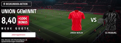 300% Tipico Quotenboost auf Union Berlin gewinnt gegen Freiburg