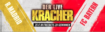 Wette bei Winamax live auf Real vs. Bayern und kassiere 25€ in Freebets!