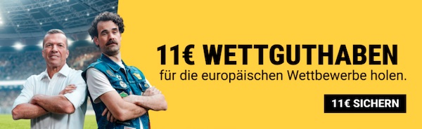11€ Wettguthaben von Interwetten warten zur Champions League