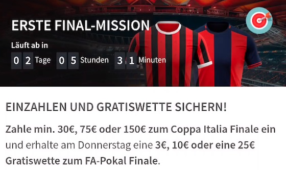 Sicher dir eine Tipico Gratiswette im Wert von bis zu 25€ zum FA-Cup Finale