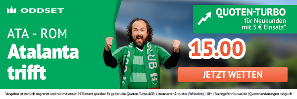 Atalanta trifft gegen die Roma mit ODDSET Quote 15.0!