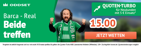 15er Quote bei Oddset auf Barca und Real treffen im El Clasico