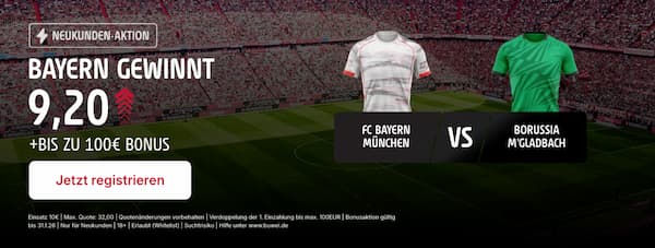 9er Quote auf Bayern besiegt Gladbach bei Tipico!