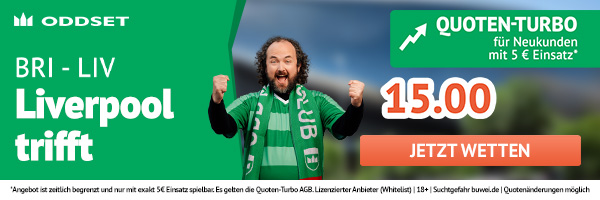 ODDSET Quotenturbo - 15.0 auf Liverpool trifft gegen Brighton