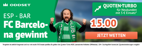 Quote 15.0 auf Barcelona besiegt Espanyol - nur bei ODDSET!