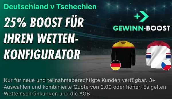 25% höhere Gewinne bei bet365 zu Deutschland - Tschechien im Zuge der Eishockey WM