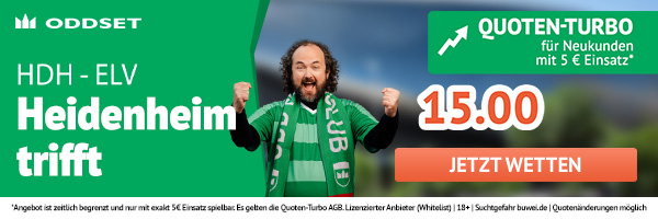 15er Quote bei Oddset auf Heidenheim trifft gegen Elversberg