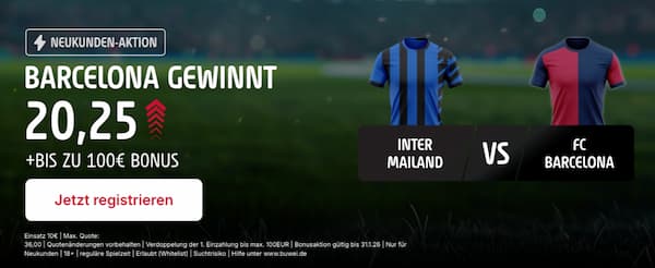 800% bessere Quote bei Tipico für deine Inter Mailand Barcelona Wette!
