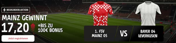 Mainz besiegt Leverkusen zu Quote 17.20 bei Tipico!
