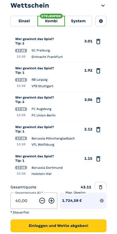 Unsere Kombiwetten Tipp für das Erspielen des Merkur Bets Bonus
