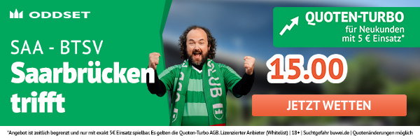 Saftiger ODDSET Quoten Turbo zu Saarbrücken vs. Braunschweig!