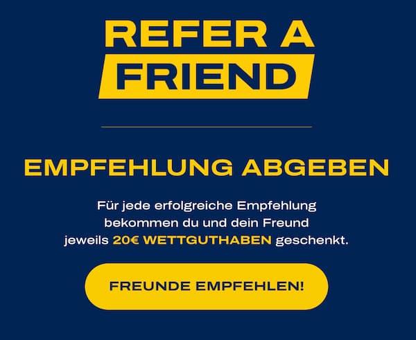Empfehle Admiral einem Freund weiter und sichert euch so 20€ Guthaben!