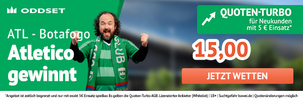 15er Quote bei Oddset auf Atletico besiegt Botafogo