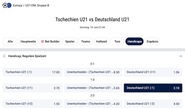 die u21 tschechien deutschland quoten bei bet at home