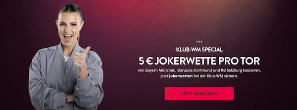 5€ Jokerbet pro Tor mit dem Klub WM Special von Neobet