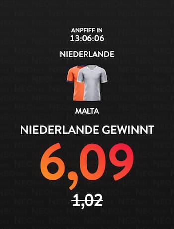 500% bessere Quote für deine Niederlande Malta Wette bei Neobet