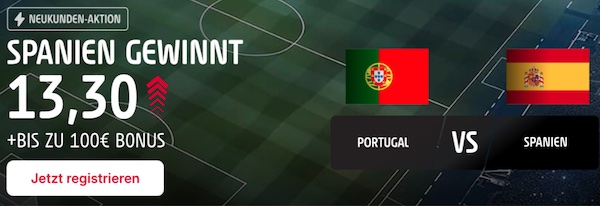 Spanien gewinnt gegen Portugal mit Tipico Quote 13.30!