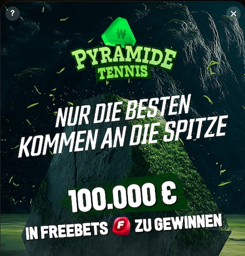 100.000€ in Freebets warten bei der Winamax Tennis Pyramide