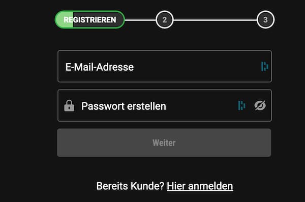 Registrierung bei Bwin