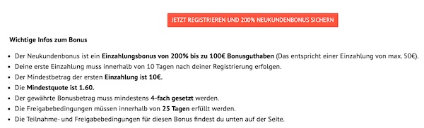 Umsatzbedinungen des exklusiven ODDSET Bonus