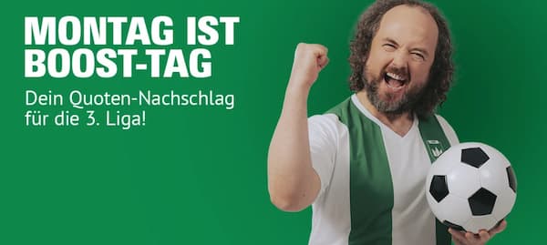Sichere dir 20% höhere Quoten bei Oddset auf die dritte Liga am Boost-Tag!