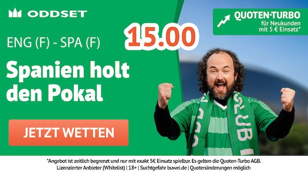 Quote 15.0 von ODDSET auf Spanien holt den Titel