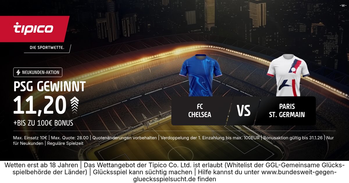 Quote 11.20 bei Tipico auf PSG gewinnt Klub WM Finale